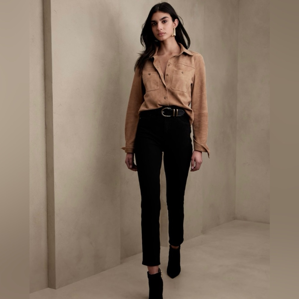 W 24 Petite Banana Republic Black Denim High Rise Slim